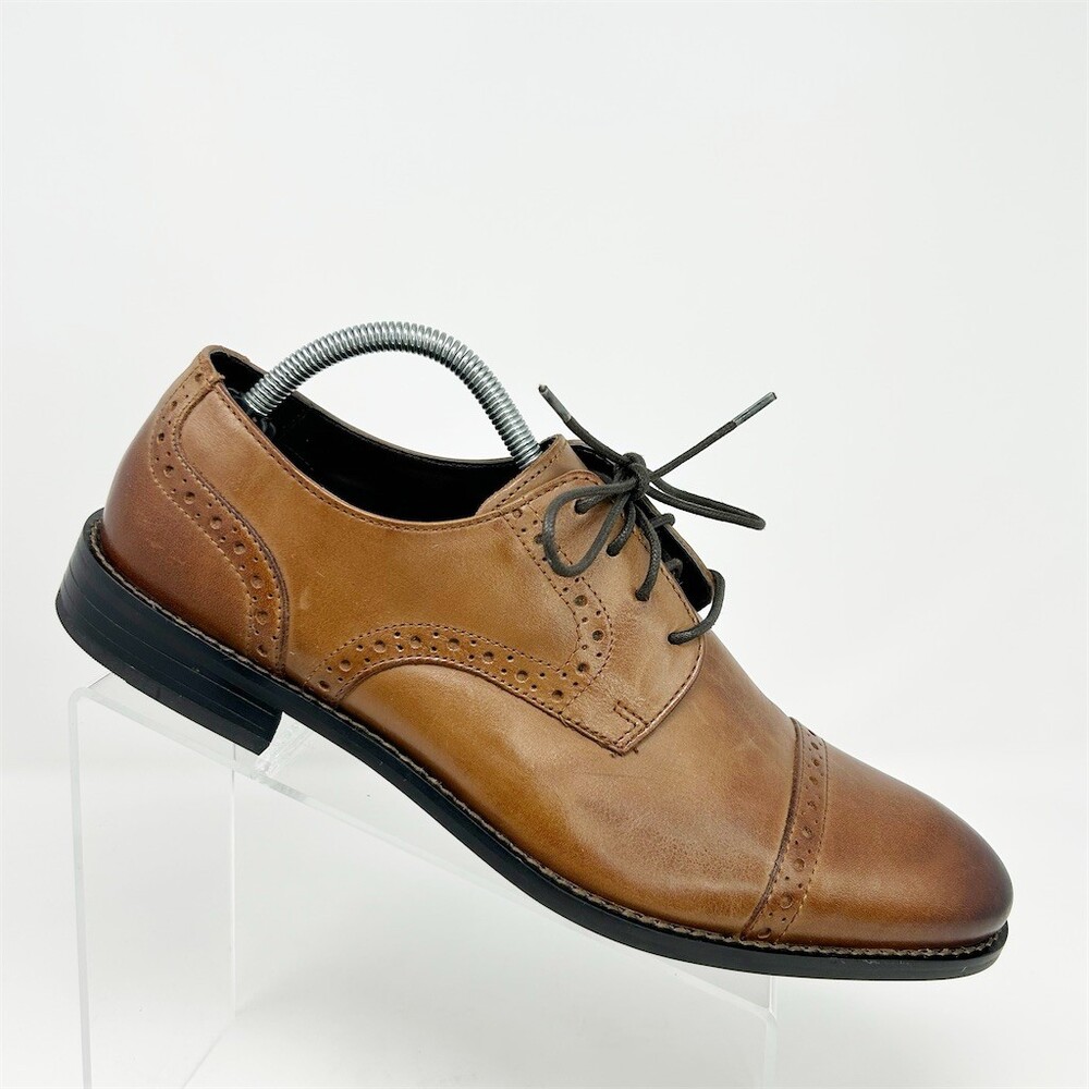 Stacy Adams Prescott Men's Cap Toe Oxford Dress Shoes Brown Lace-Up Brogue 8.5